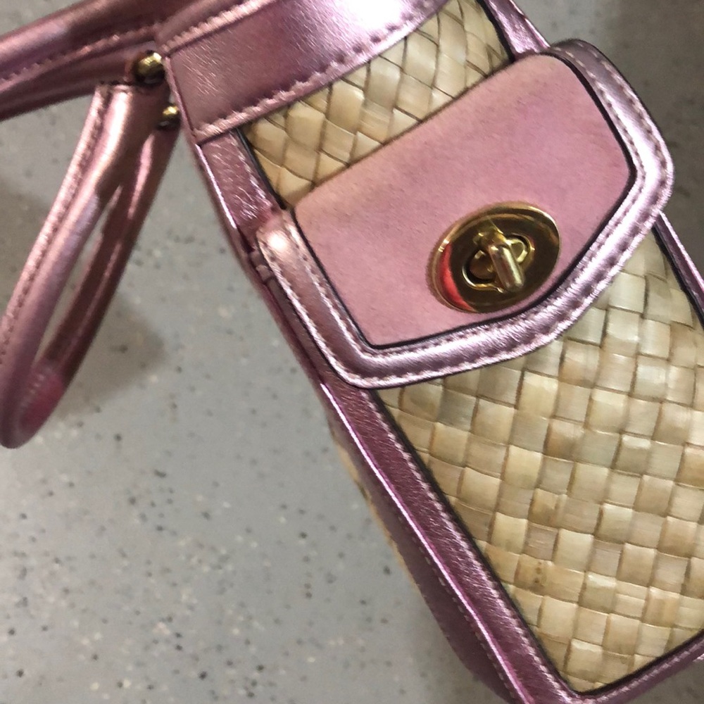 Coach Straw Leather Tote Bag - Picture 10 of 16
